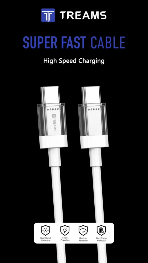 Treams TRM CB - 2056 TC TO TC - 120W Type-C to Type-C Data Cable